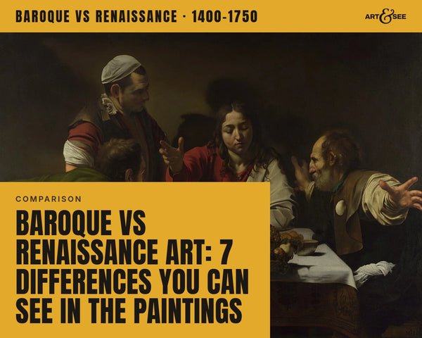 Baroque vs Renaissance Art: 7 Differences You Can See in the Paintings: cover showing Caravaggio, Supper at Emmaus, 1601