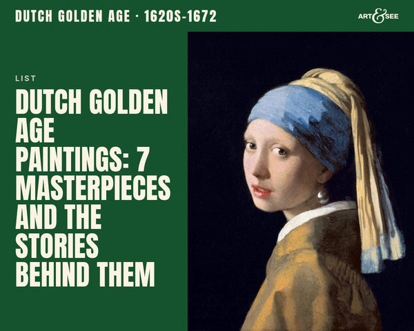 Dutch Golden Age Paintings: 7 Masterpieces and the Stories Behind Them: cover showing Johannes Vermeer, Girl with a Pearl Earring, c. 1665