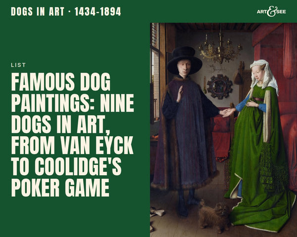 Famous Dog Paintings: Nine Dogs in Art, from Van Eyck to Coolidge's Poker Game: cover showing Jan van Eyck, The Arnolfini Portrait, 1434