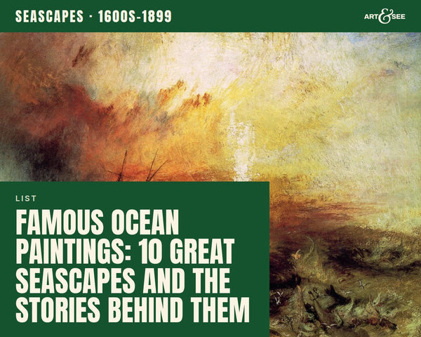 Famous Ocean Paintings: 10 Great Seascapes and the Stories Behind Them: cover showing J.M.W. Turner, The Slave Ship, 1840