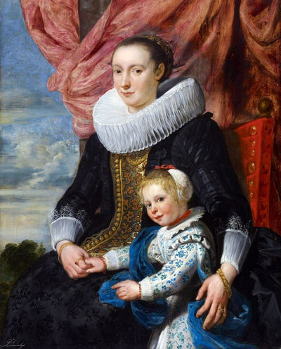 Portrait of a Lady with Her Daughter in hallway