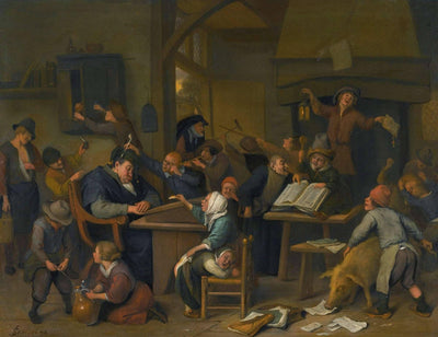 A Riotous Schoolroom with a Snoozing Schoolmaster in apartment