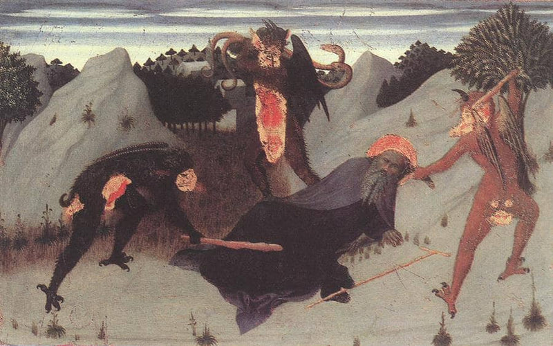 St Anthony the Hermit Tortured by the Devils by Il Sassetta (Stefano di Giovanni) — Oil Painting Reproduction