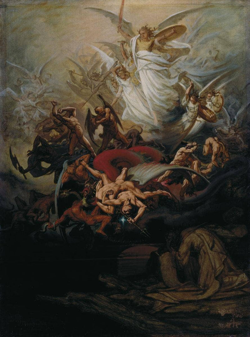 The Struggle of Good and Evil Spirits by Ivan Tvorozhnikov — Oil Painting Reproduction