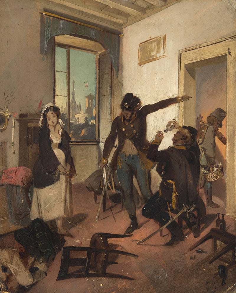 The marchion of gamb avert (sketch) by Gerolamo Induno — Oil Painting Reproduction