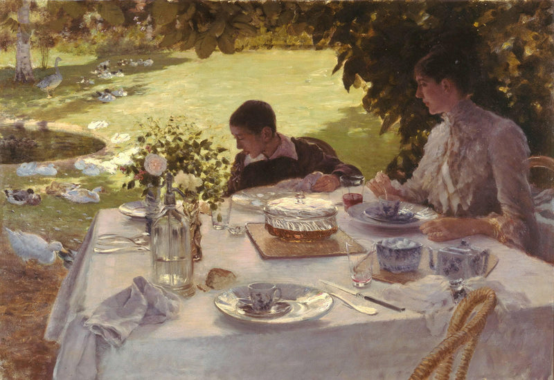 Breakfast in the Garden by Giuseppe de Nittis — Oil Painting Reproduction