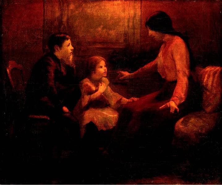 An Interesting Story by James Taylor Harwood — Oil Painting Reproduction