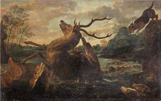 Deer hunting by Paul de Vos — Oil Painting Reproduction