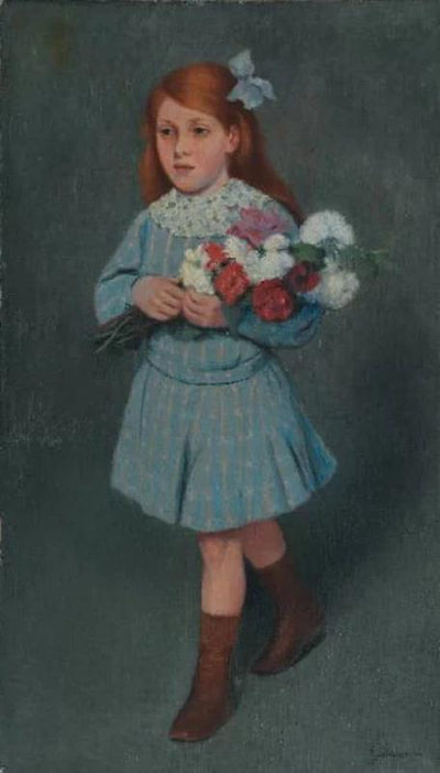 Girl holding flowers in apartment