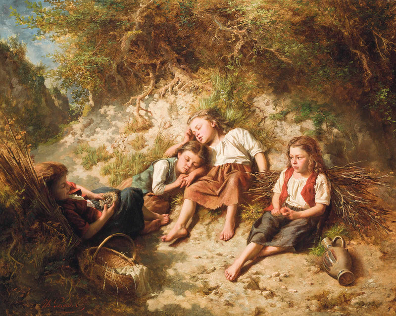 A rest in the woods by Theodore Gerard — Oil Painting Reproduction
