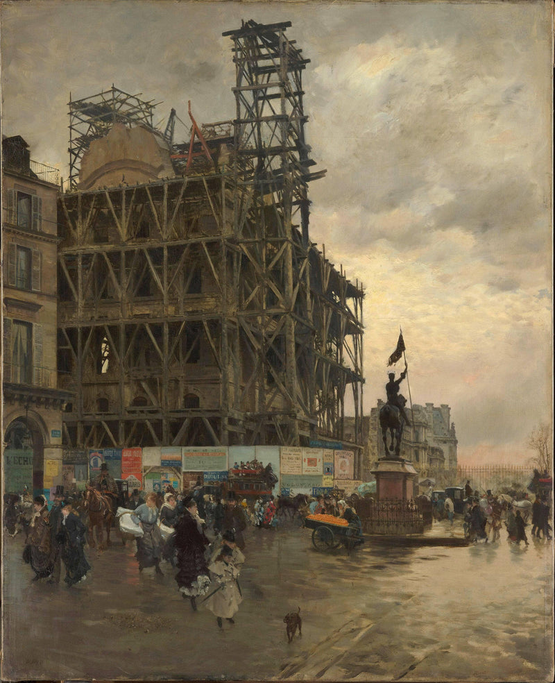 The Place des Pyramides, Paris by Giuseppe de Nittis — Oil Painting Reproduction