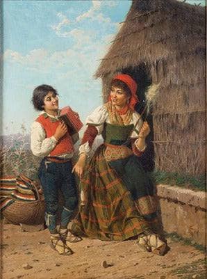 The courtship by Filippo Indoni — Oil Painting Reproduction