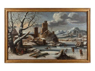 Winter Landscape with Villagers in apartment