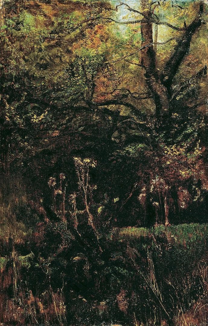 Forest clearing with thistles by Anton Romako — Oil Painting Reproduction