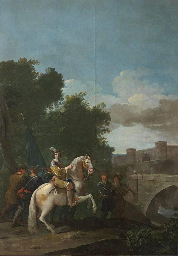 An Officer on horseback and four foot Soldiers by Antonio González Velázquez — Oil Painting Reproduction