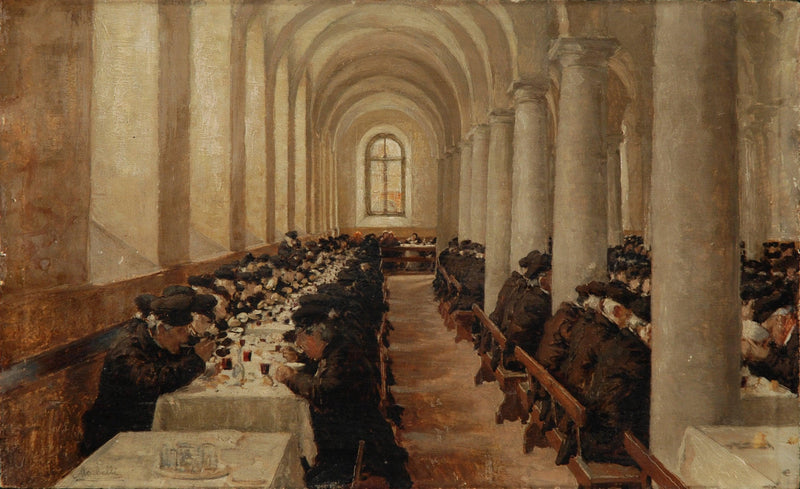 Refectory of the Pio Albergo Trivulzio by Angelo Morbelli — Oil Painting Reproduction