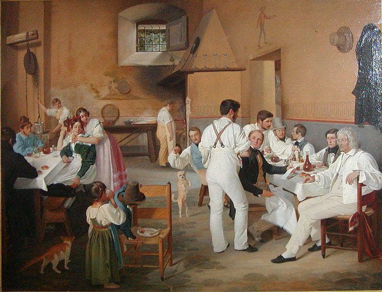 Danish Artists in the Roman Inn La Gensola by Ditlev Blunck — Oil Painting Reproduction