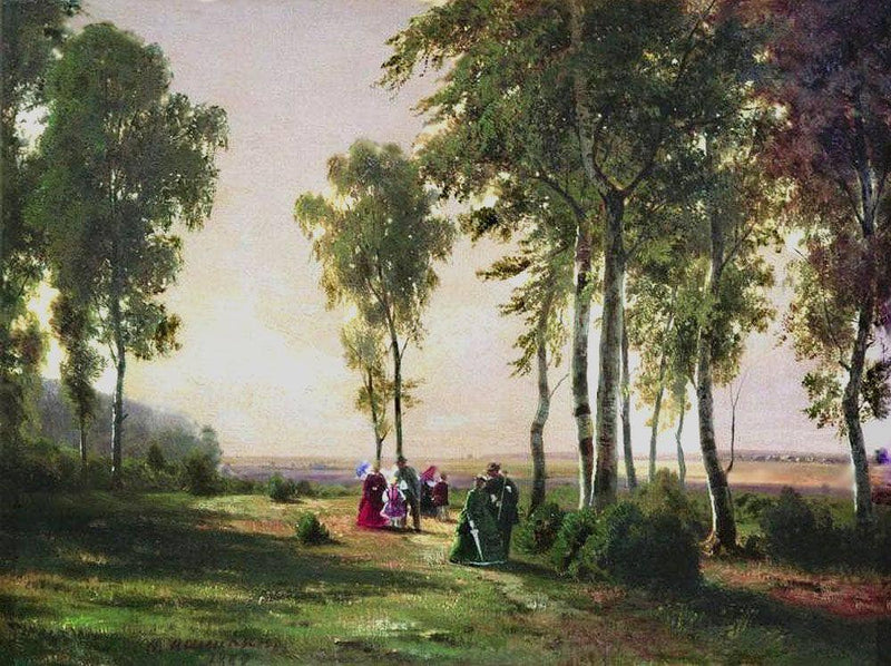 Promenading in the Forest by Ivan Shishkin — Oil Painting Reproduction