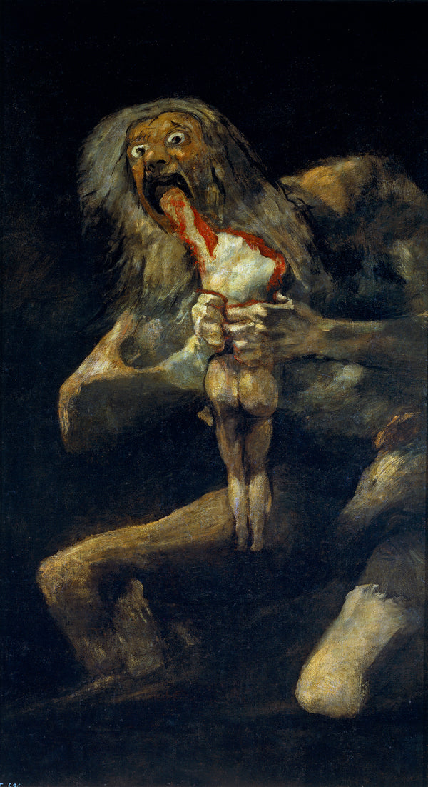Saturn Devouring His Son, by Francisco Goya, Mixed technique on wall and canvas, c. 1820–1823