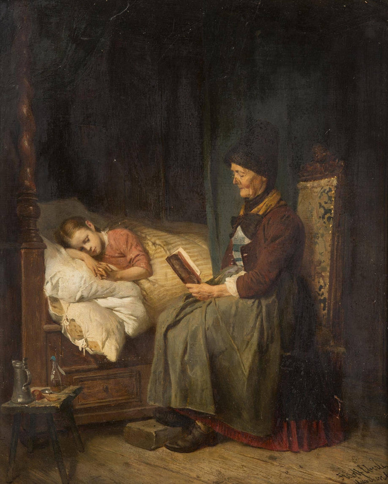 A bedtime story by Adolf Eberle — Oil Painting Reproduction