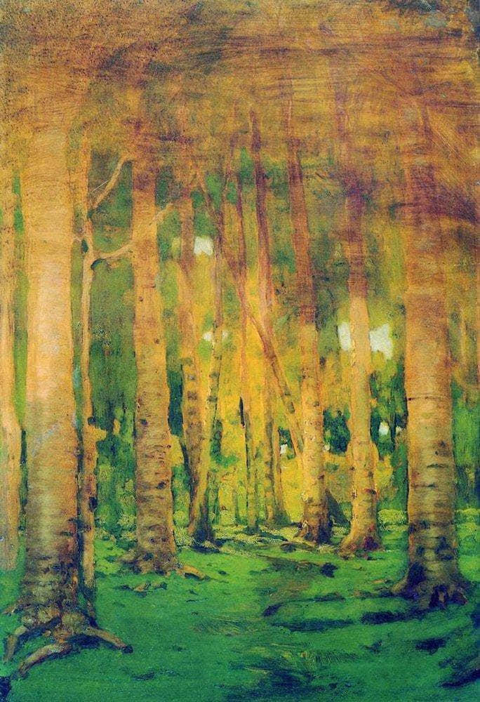 A Birch Grove. Spots of sunlight by Arkhyp Kuindzhi — Oil Painting Reproduction