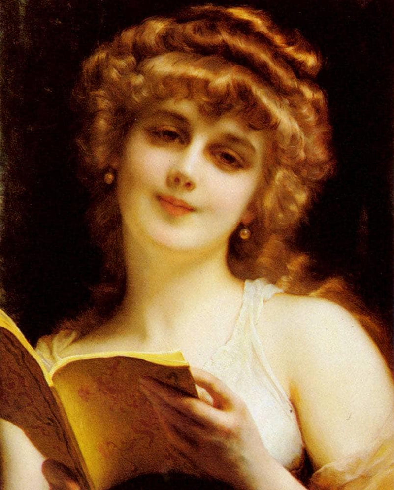 A blonde beauty holding a book by Adolphe Piot — Oil Painting Reproduction