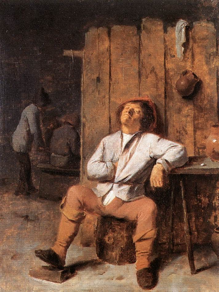 A Boor Asleep by Adriaen Brouwer — Oil Painting Reproduction