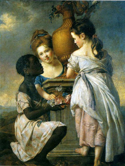 A Conversation between Girls, or Two Girls with their Black Servant in apartment
