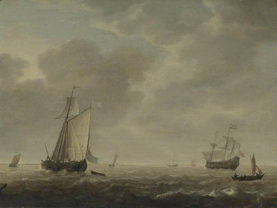 A Dutch Man of War and Various Vessels in a Breeze in master bedroom