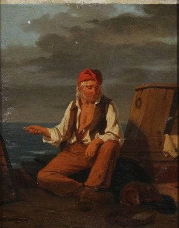 A fisherman at the pier by Carl Bloch — Oil Painting Reproduction