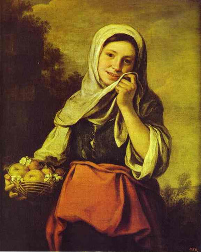 A Girl with Fruits in study