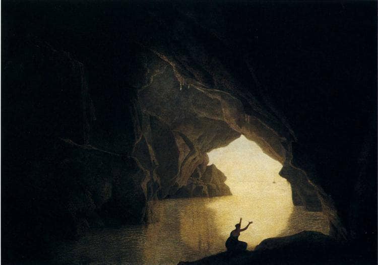 A Grotto in the Gulf of Salernum, with the figure of Julia, banished from Rome by Joseph Wright — Oil Painting Reproduction