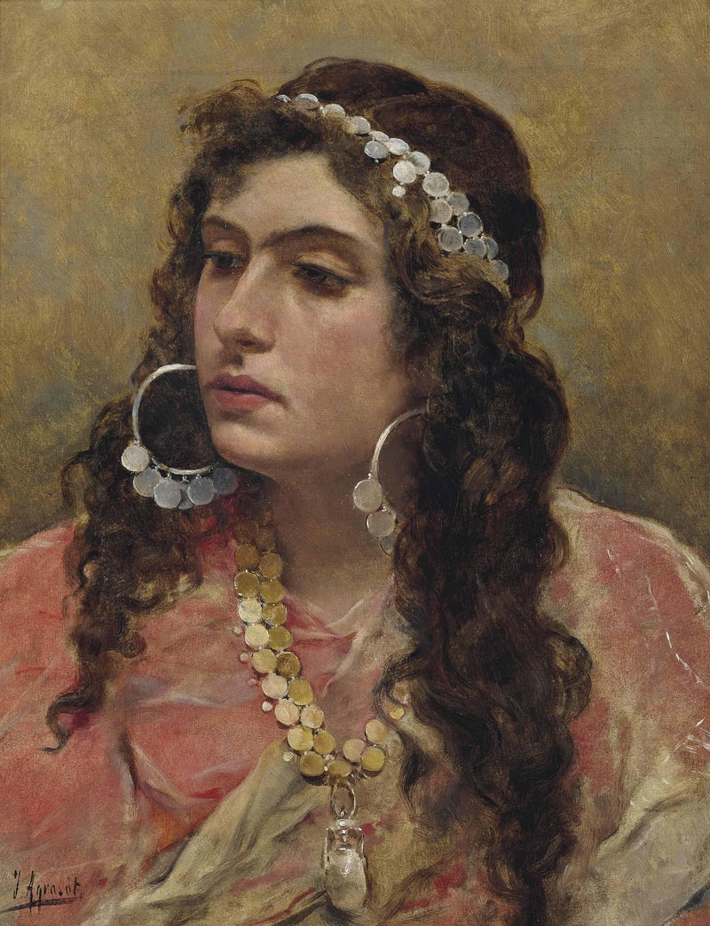 A gypsy lady by Joaquín Agrasot — Oil Painting Reproduction