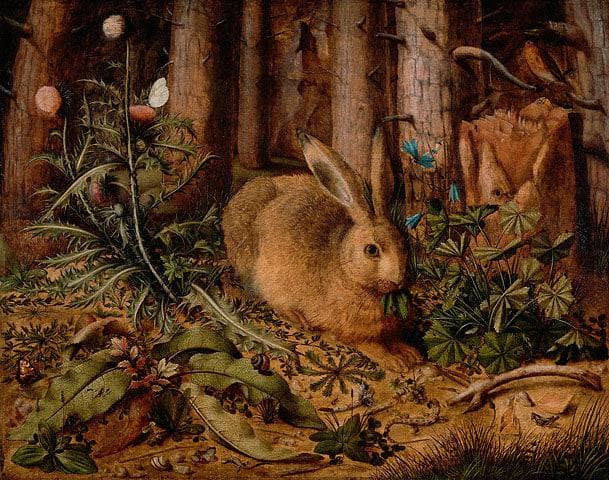 A Hare in the Forest (after Durer) by Hans Hoffmann — Oil Painting Reproduction