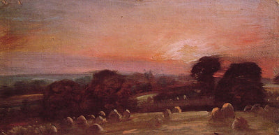 A Hayfield near East Bergholt at Sunset in study