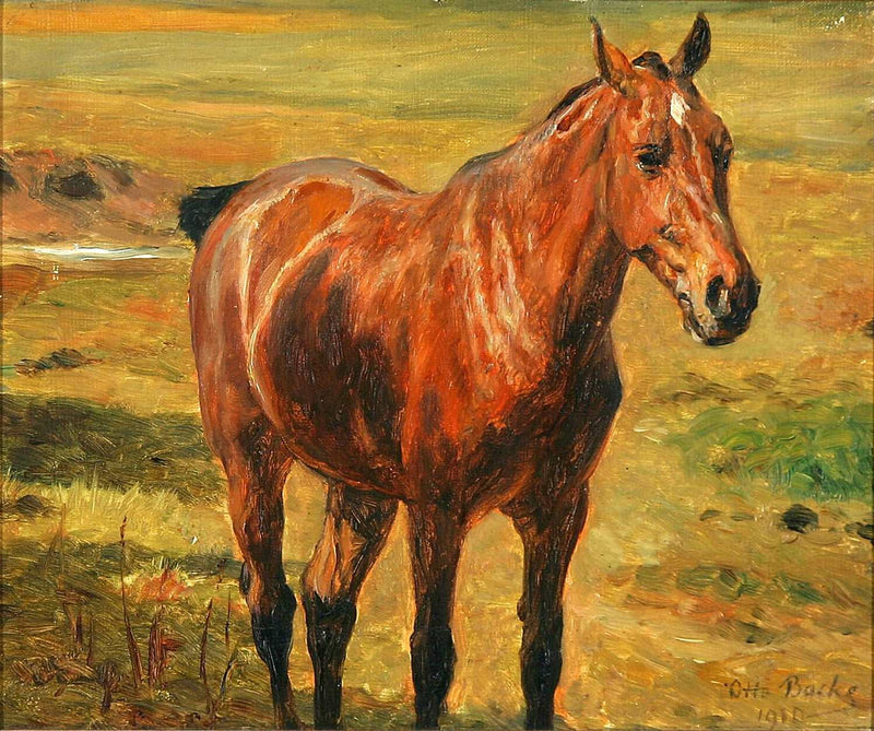 A Horse in a Field by Otto Bache — Oil Painting Reproduction