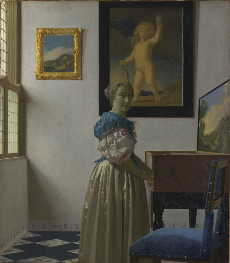 A Lady Standing at a Virginal by Johannes Vermeer — Oil Painting Reproduction