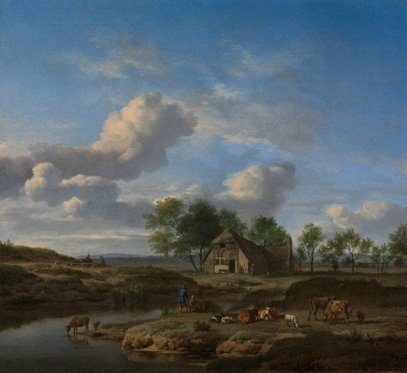 A Landscape with a Farm by a Stream by Adriaen van de Velde — Oil Painting Reproduction