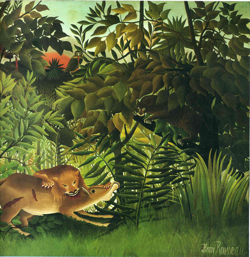 A Lion Devouring its Prey by Henri Rousseau — Oil Painting Reproduction