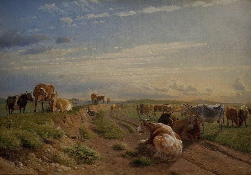 A Milking Place near Vognserup Manor, Zealand by Johan Lundbye — Oil Painting Reproduction
