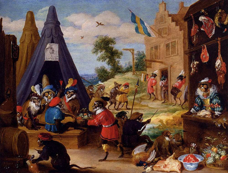 A Monkey Encampment by David Teniers the Younger — Oil Painting Reproduction