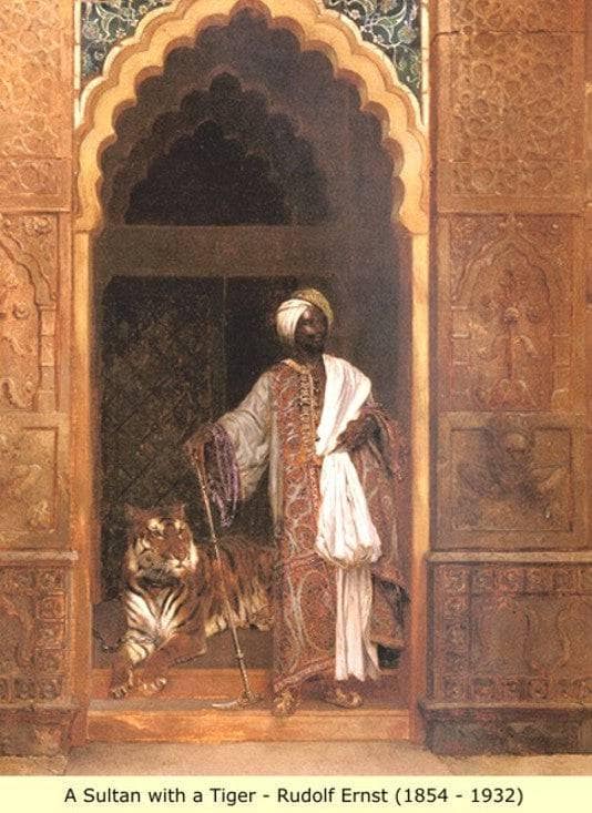 A Moorish Sultan and His Tiger by Rudolf Ernst — Oil Painting Reproduction
