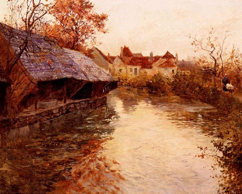 A Morning River Scene by Frits Thaulow — Oil Painting Reproduction