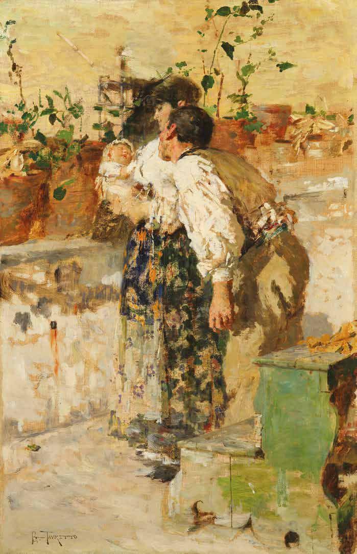 A mother's love by Giacomo Favretto — Oil Painting Reproduction