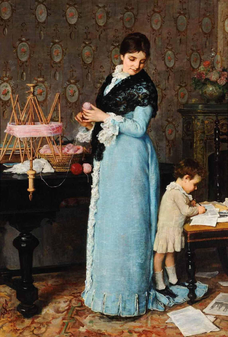 A mother by Silvestro Lega — Oil Painting Reproduction