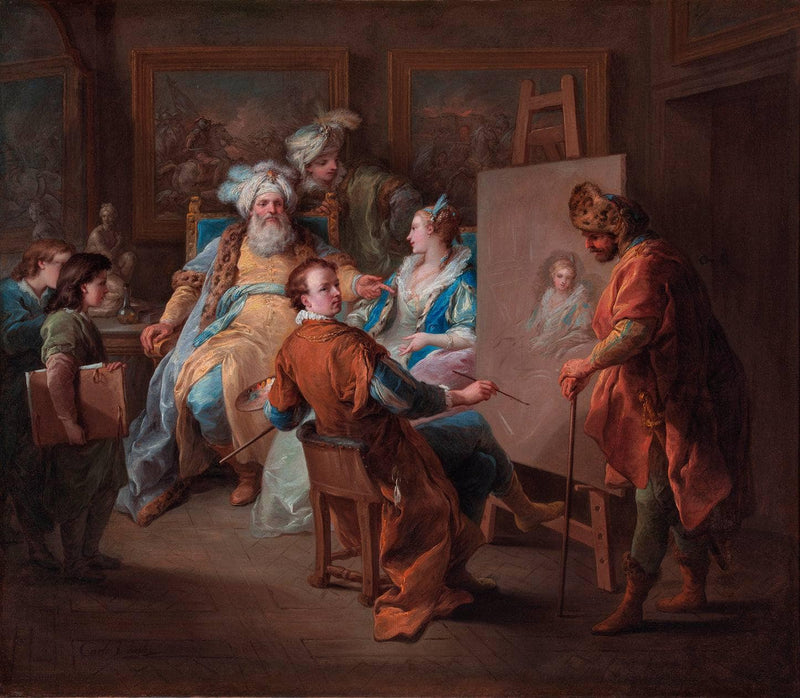 Pasha Having His Mistressâs Portrait Painted by Charles-Andre van Loo (Carle van Loo) — Oil Painting Reproduction