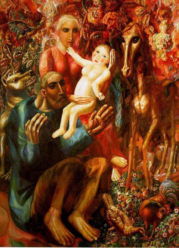 A Peasant Family (The Holy Family) by Pavel Filonov — Oil Painting Reproduction