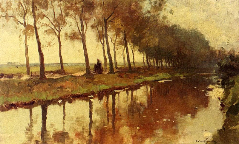 A Peasant Woman On A Path Along A Canal by Cornelis Vreedenburgh — Oil Painting Reproduction