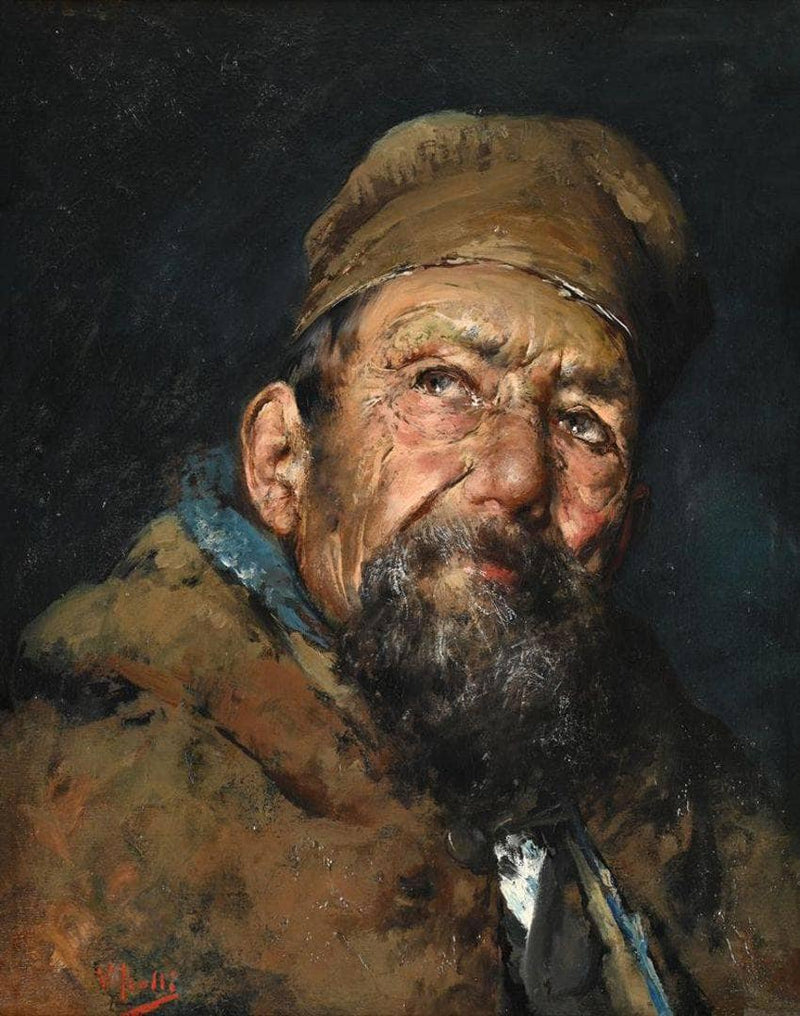 A pensive Italian man by Vincenzo Irolli — Oil Painting Reproduction