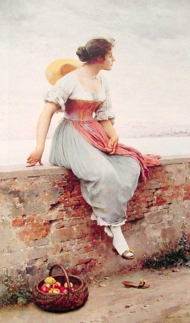 A Pensive Moment by Eugene de Blaas — Oil Painting Reproduction